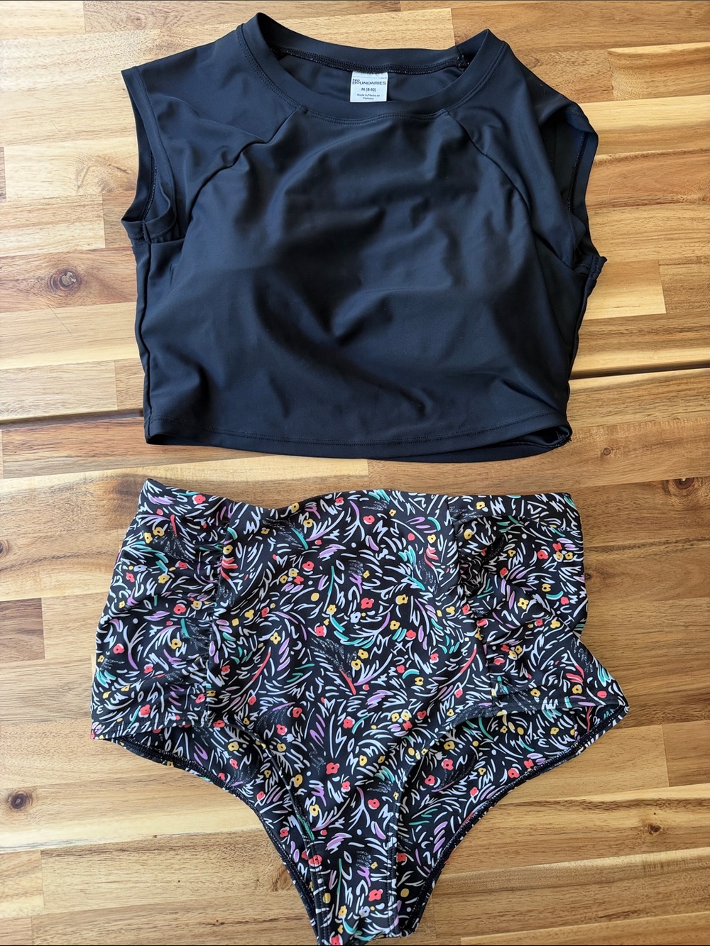 Movemama Multicolored High-Waist Floral Bikini Bottom and No Boundaries Crop Top